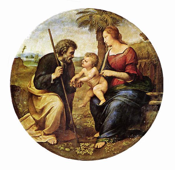 RAFFAELLO Sanzio Hl. Familie unter einer Palme, Tondo oil painting image